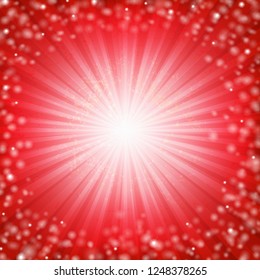 Red Sunburst Poster With Gradient Mesh, Vector Illustration