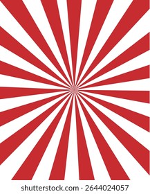 "Red Sunburst Ray Background. Retro Radial Burst Vector Pattern for Poster and Design."