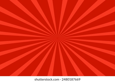 red sunburst ray pattern background. red sun burst gradient wide vector background