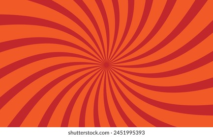 Red sunburst twist background. Vector Illustration