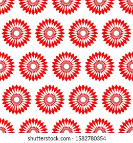 Red Sunflowers White Background Seamless Pattern Stock Vector (Royalty ...