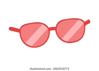 Red Sunglasses. Concept of fashion accessories, eye protection. Isolated on white background. Print. Design element. Graphic illustration