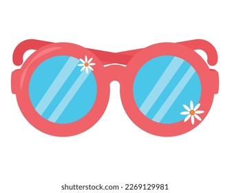 red sunglasses design over white