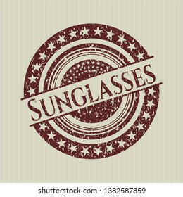 Red Sunglasses distressed with rubber seal texture