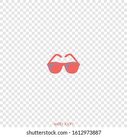 Red sunglasses in a flat style on a transparent layer.
