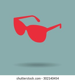 Red Sunglasses icon, vector illustration 