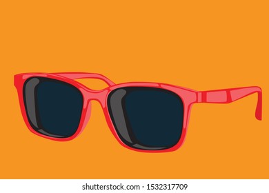 Red sunglasses isolated on Orange background