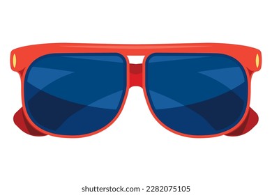 rote Sonnenbrille mit modernem Plastikrahmen auf Weiß