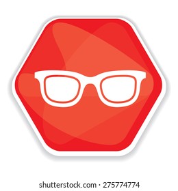 Red sunglasses vector icon, healthy eyewear, sun protection