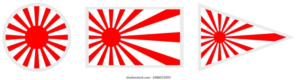 Red sunlight flags, Japan flag, rising sun, Japanese 