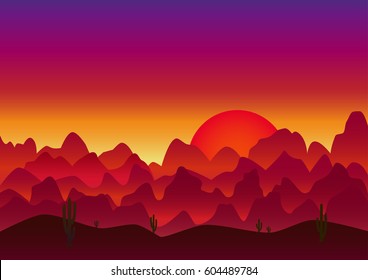 red sunset in the arabian desert