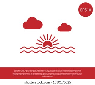 Red Sunset icon isolated on white background.  Vector Illustration