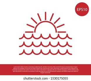 Red Sunset icon isolated on white background.  Vector Illustration