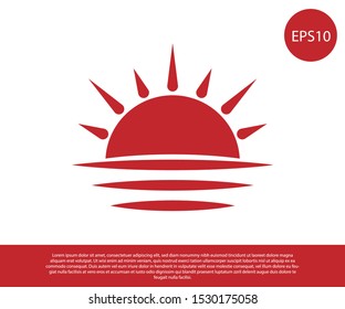 Red Sunset icon isolated on white background.  Vector Illustration
