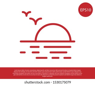 Red Sunset icon isolated on white background.  Vector Illustration