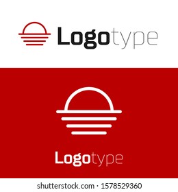 Red Sunset icon isolated on white background. Logo design template element. Vector Illustration
