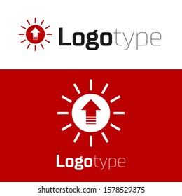 Red Sunset icon isolated on white background. Logo design template element. Vector Illustration