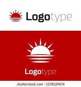Red Sunset icon isolated on white background. Logo design template element. Vector Illustration