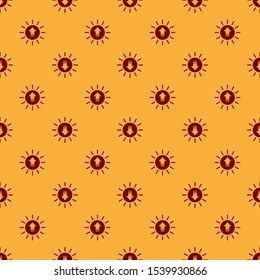 Red Sunset icon isolated seamless pattern on brown background.  Vector Illustration