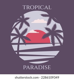 red sunset on the tropical island