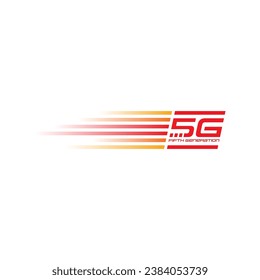 red super fast 5G logo. fifth generation mobile internet. 5G concept for internet, mobile, technology world