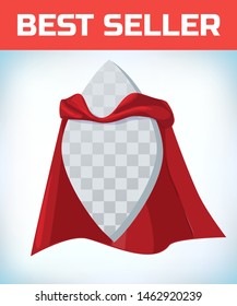 Red super hero cape. Red super cloak.  Business superhero vector illustration. Power sign fusiform logo