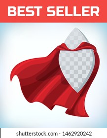Red super hero cape. Red super cloak.  Business superhero vector illustration. Power sign fusiform logo