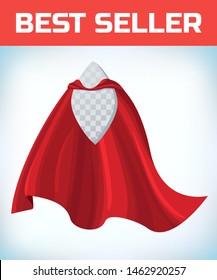 Red super hero cape. Red super cloak.  Business superhero vector illustration. Power sign fusiform logo