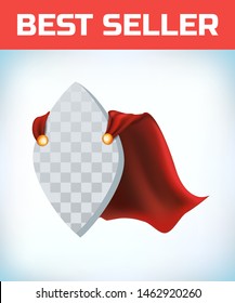 Red super hero cape. Red super cloak.  Business superhero vector illustration. Power sign fusiform logo