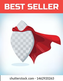 Red super hero cape. Red super cloak.  Business superhero vector illustration. Power sign fusiform logo