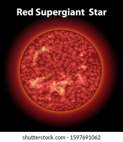 Red supergiant star in dark space background illustration