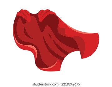 Red superhero cloak flat illustration