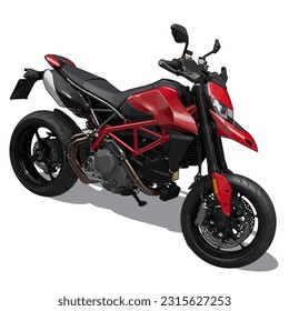 Red Supermoto Street Fighter Superbike vector. This image suitable for race, motorcycle, superbike, helmet, ride, touring and community content