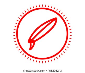 red surf board icon sport equipment tool utensil image vector 
