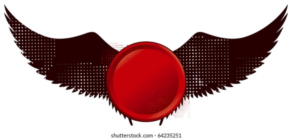 red surf glossy shield with wings