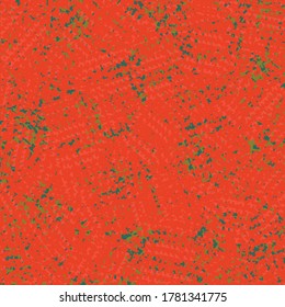 Superficie roja con pequeños parches de rosa, azul y verde. Textura de papel pintado con motor. Diseño textil.