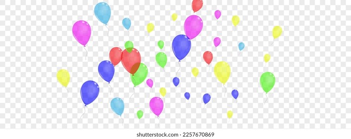 Roter überraschender Hintergrund Transparenter Vektorgrafik. Confetti Glitter Banner. Multi-color Festival. Gelber Baloon. Ballon Glossy Frame.