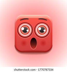 Red Surprise Emoticon, Smile Logo Vector Icon Symbol