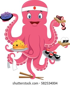 red sushi octopus