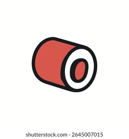 Red sushi roll sits isolated minimalist food icon