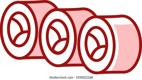 Red sushi rolls, illustration, vector on white background.