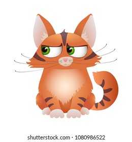 Red suspect cat on the white background. Vector illustration.