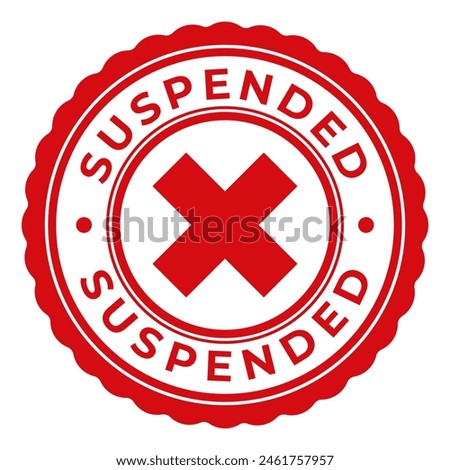 Red Suspended isolated rubber stamp, sticker, sign with Cross icon vector illustration