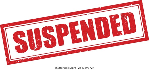 Red Suspended Rubber Stamp Word Text Written in Grunge Vector in Sharp Double Border, Transparent Background