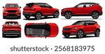 Red SUV car in many angles 