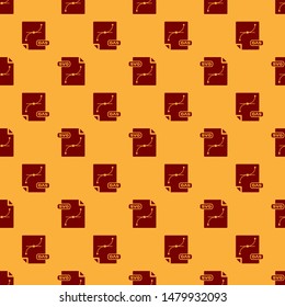 Red SVG file document. Download svg button icon isolated seamless pattern on brown background. SVG file symbol.  Vector Illustration
