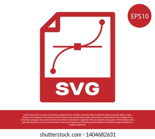 Red SVG file document icon. Download svg button icon isolated on white background. SVG file symbol. Vector Illustration