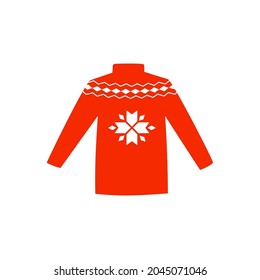 Red sweater with ornament. Clothing and accessories. Doodle style. Isolated vector illustration 