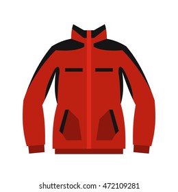 Red sweatshirt with a zipper icon in flat style on a white background