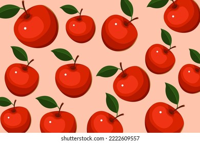 red sweet apple illustration vector pattern natural